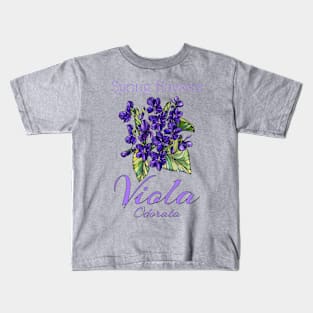 Viola-Vintage Viola -Spring Flowers Viola Odorata Kids T-Shirt